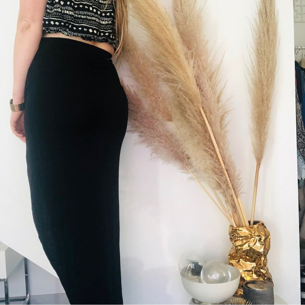 UO STARING AT STARS Black Column High Mid Rise Waisted Side Slit Maxi Skirt S - Picture 3 of 7